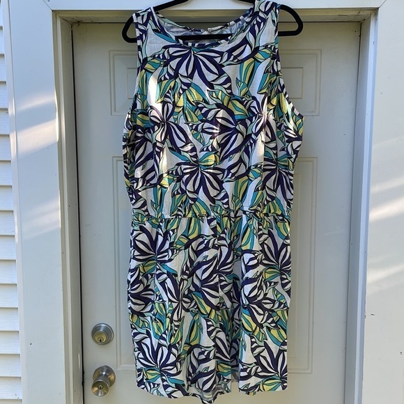 JASON WU XL Linen Romper Blue Palm Playsuit - Picture 7 of 12